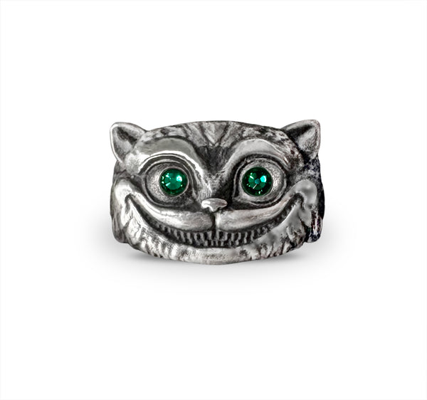 The Cheshire Cat Ring - Emerald - Sterling Silver