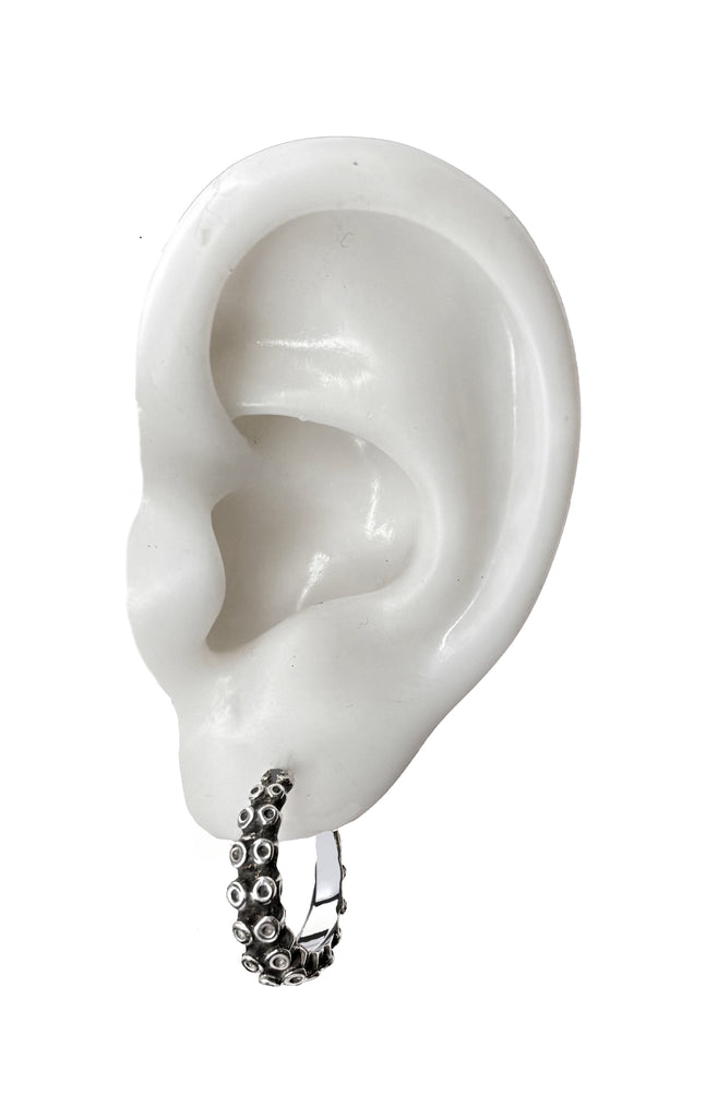 Tentacle Hoop Earrings - Sterling Silver - Gold Brass