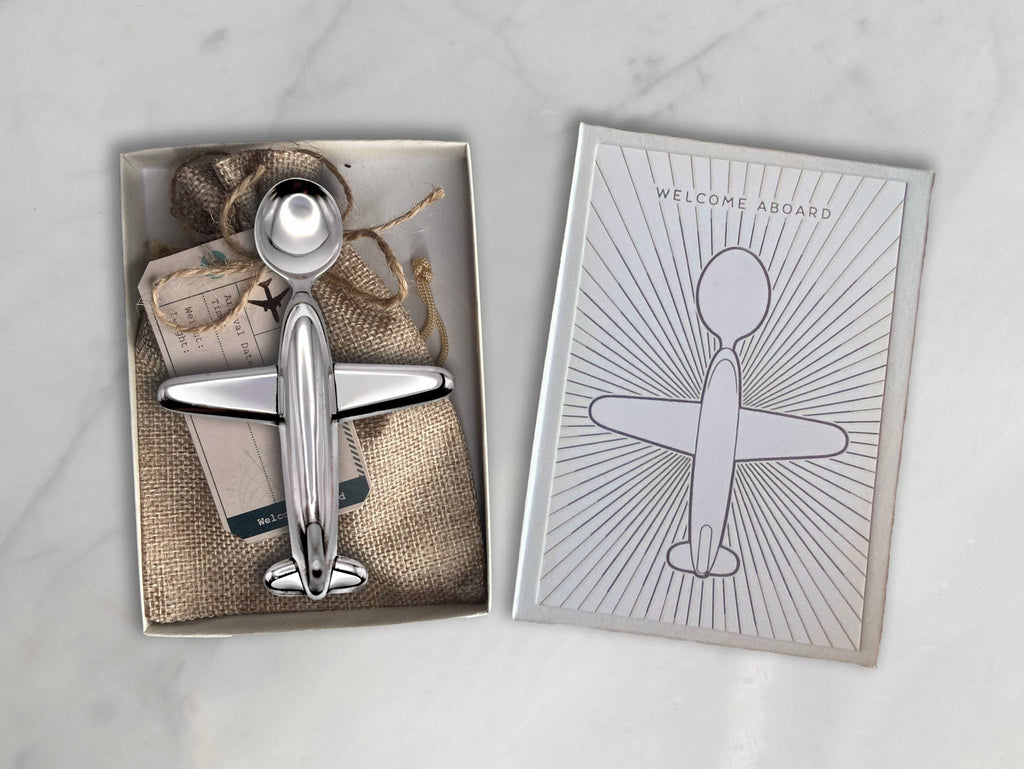 Baby Plane Spoon - baby gift spoon for new born - Custom name engraved - Perry Gargano