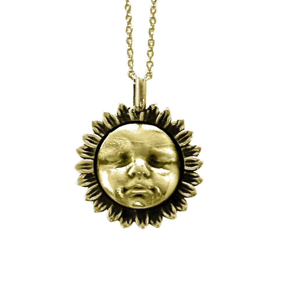 Flower Child Pendant - Gold Brass - 14k Chain