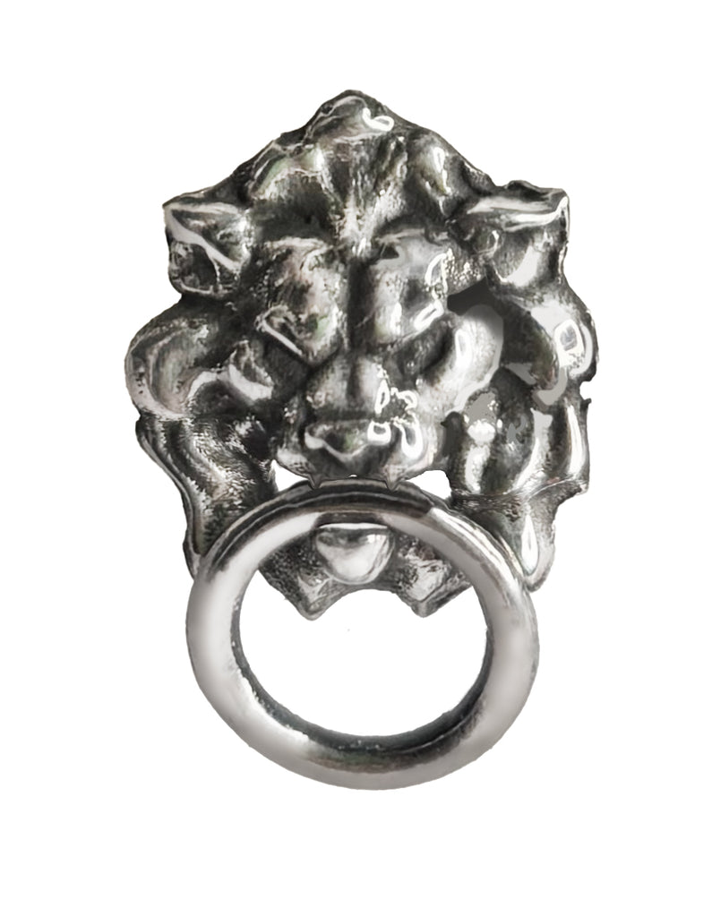 Baroque Lion Knocker Earrings - Sterling Silver