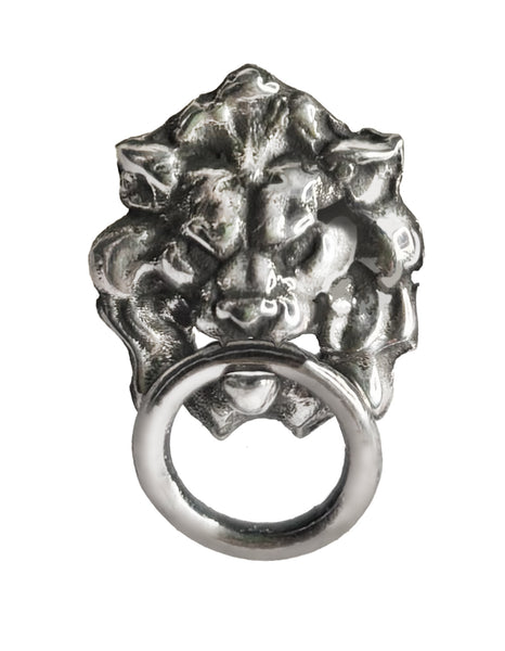 Baroque Lion Knocker Earrings - Sterling Silver