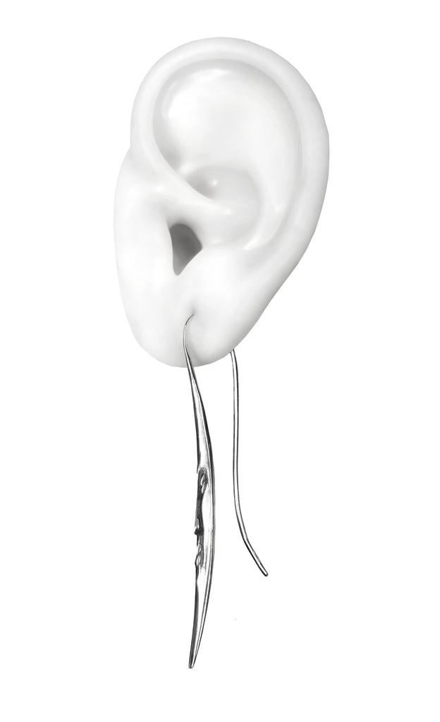 The Crescent Moon Face - Long Whip Earrings