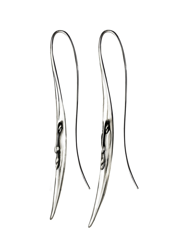 The Crescent Moon Face - Long Whip Earrings