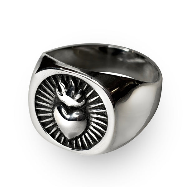 signet ring with sacred heart